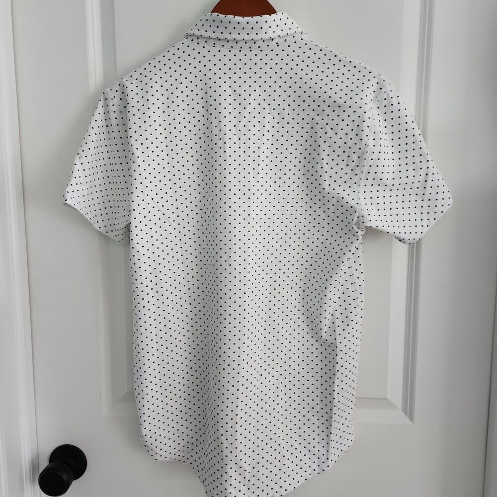 BYLT Premium Basics Lux Polo Shirt Mens S White Polka Dot Stretch Performance - Picture 5 of 8